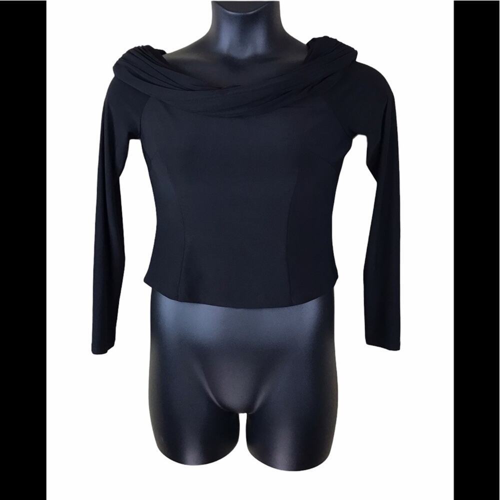 ELIZA J  Black Cropped Scoop  Neck Top Sz 8